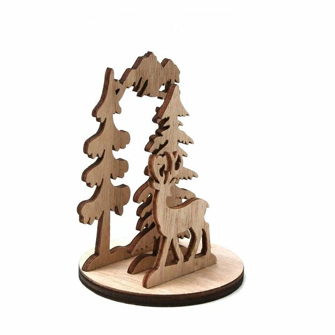 Hobbycraft Mini Wooden Reindeer Scene Decoration 2 Hobbycraft Mini Wooden Reindeer Scene Decoration - Image 2