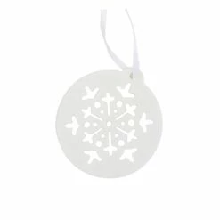 Hobbycraft Flat Round Snowflake Ceramic Decoration 7cm