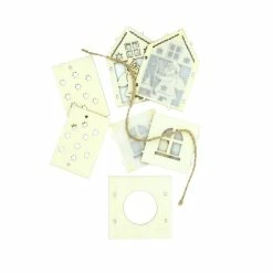 Hobbycraft Hanging 3D Wooden Santa House 9cm -Christmas Decorations shop 659273 1000 2 Wooden Hanging Christmas House Decoration