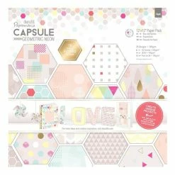 Papermania Geometric Neon Paper Pad 12 X 12 Inches 36 Pack