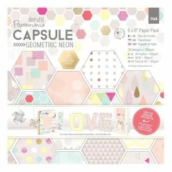 Papermania Geometric Neon Paper Pad 6 X 6 Inches 36 Pack