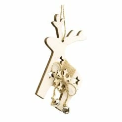 Hobbycraft Wooden Hanging Reindeer With Jute And Bell 10cm