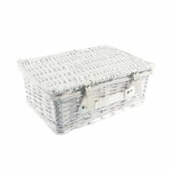 Hobbycraft White Wicker Hamper 36cm X 24.5cm X 13.5cm