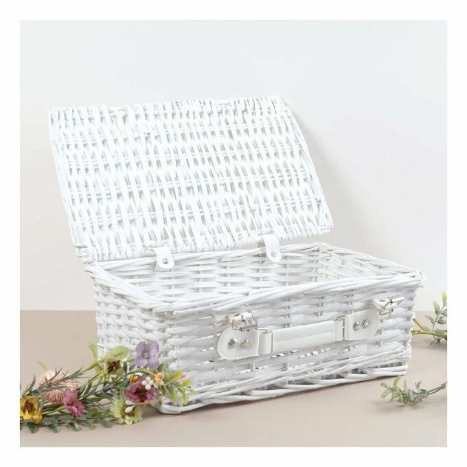Hobbycraft White Wicker Hamper 36cm X 24.5cm X 13.5cm 2 Hobbycraft White Wicker Hamper 36cm X 24.5cm X 13.5cm - Image 2